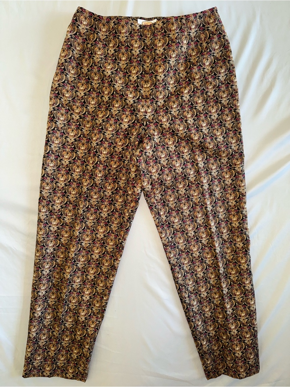 Vintage Talbots Petites Tapestry Print High Rise Straight Leg Pants Women Size 8